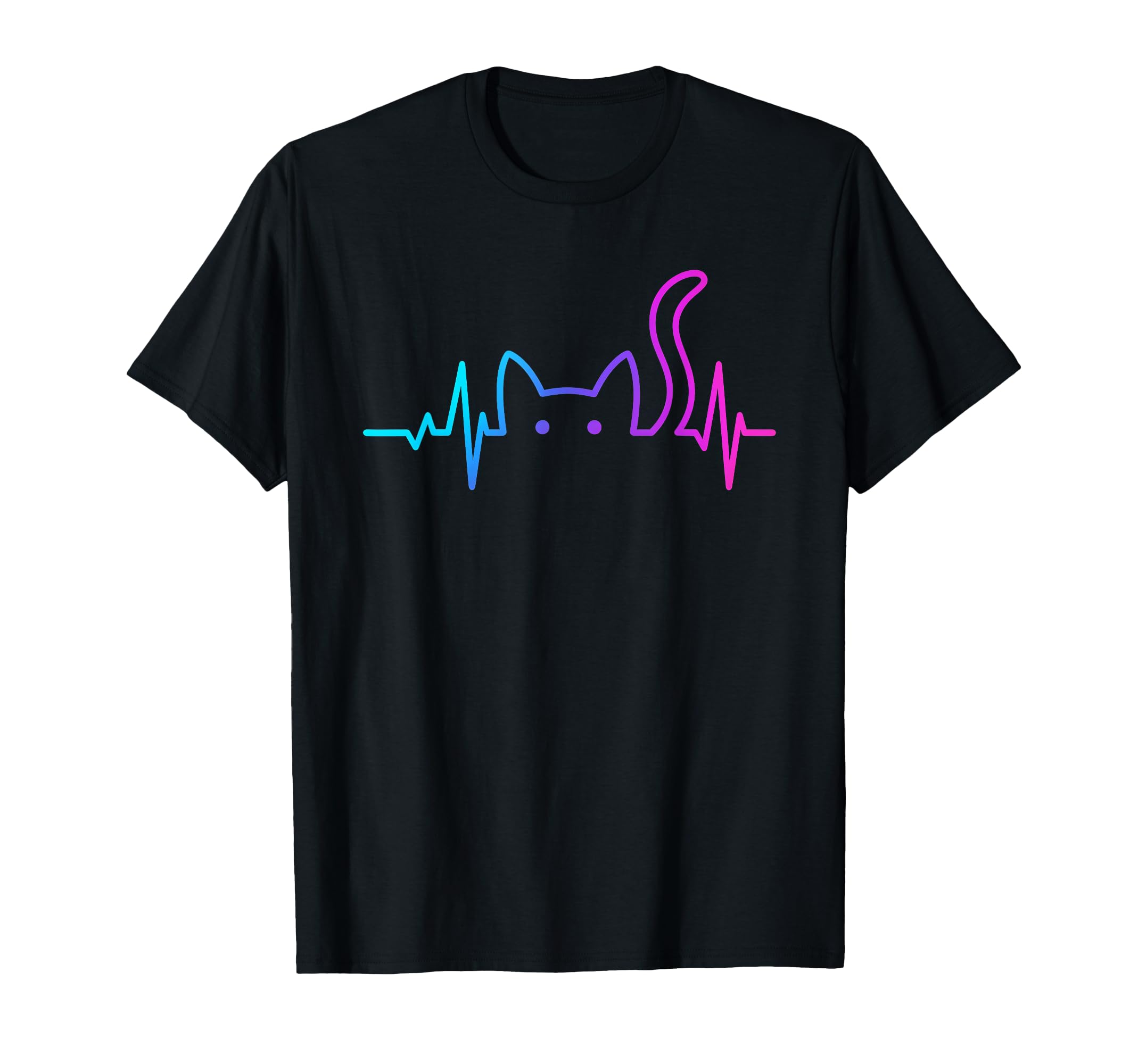 Heartbeat Cat Lover Animal Silhouette T-Shirt - Minimalist Print for Adults - T-Shirt, Sweatshirt, Hoodie