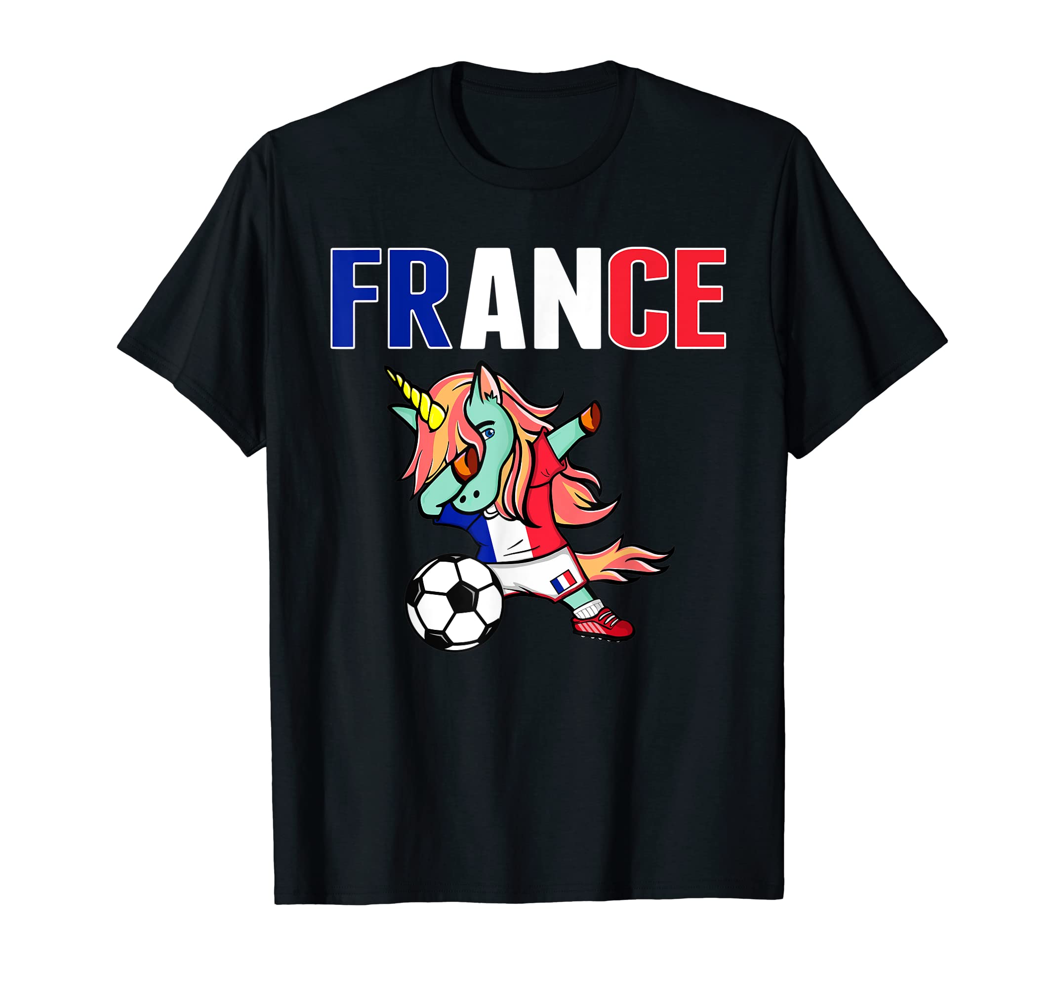 Dabbing Green Unicorn France Soccer T-Shirt - Fun Novelty Design Men Women - T-Shirt, Sweatshirt, Hoodie