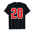 Number 20 Sport Red Varsity Number T-Shirt - Custom Art Print for Adults - T-Shirt, Sweatshirt, Hoodie