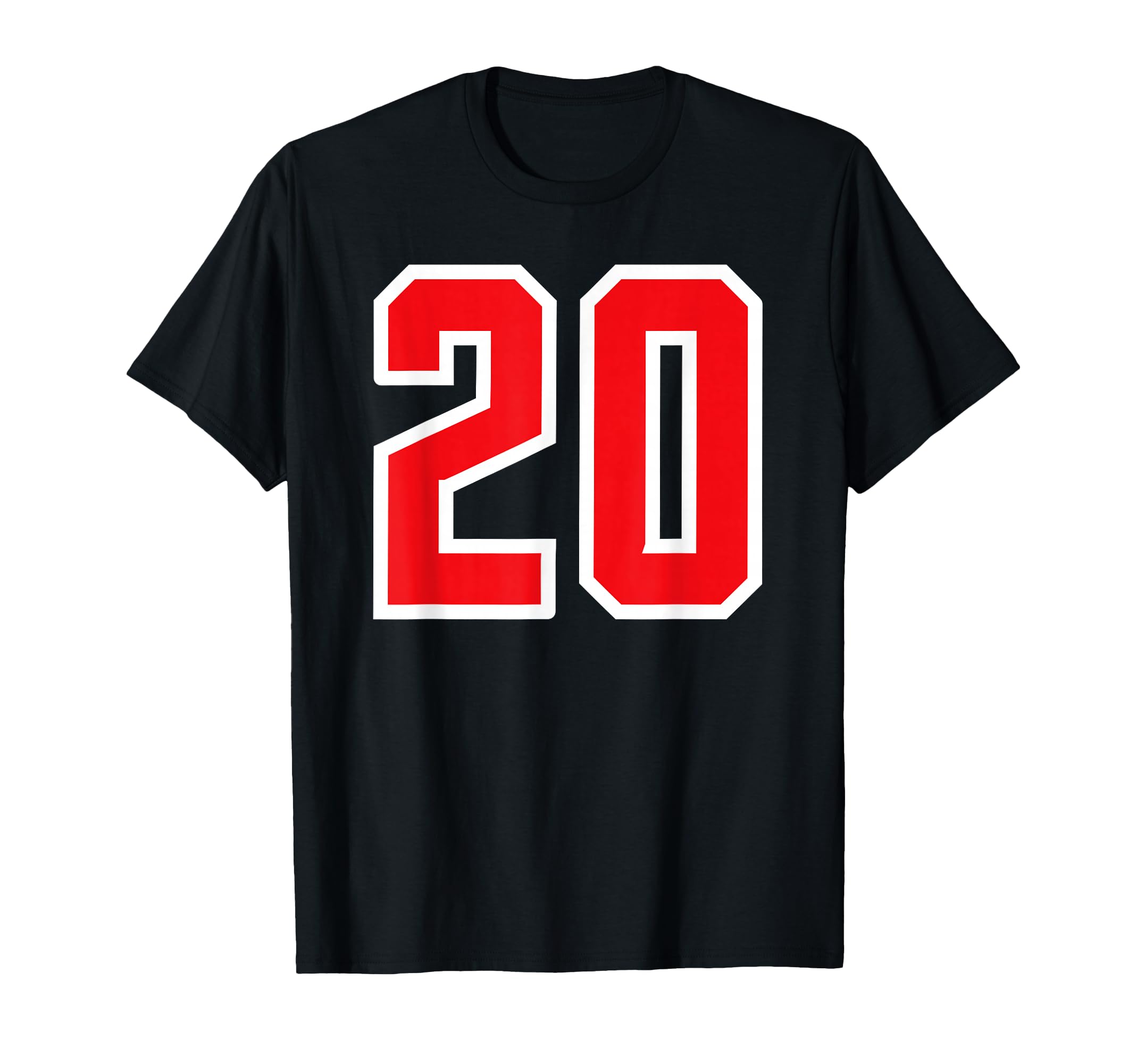 Number 20 Sport Red Varsity Number T-Shirt - Custom Art Print for Adults - T-Shirt, Sweatshirt, Hoodie