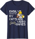 Easily Distracted by Cats and Video Games Pixel Art - Adult & Kids T-Shirts, Sweatshirts & Hoodies apparel design preview 1