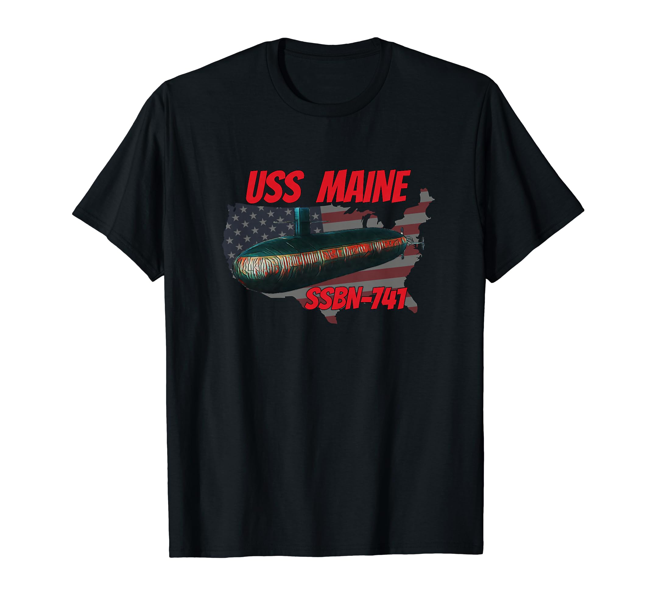 Uss Maine Ssbn 741 Submarine Veterans T-Shirt - Fun Novelty Design Unisex - T-Shirt, Sweatshirt, Hoodie