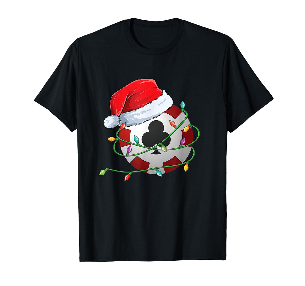 Poker Chip Santa Hat Wrapped Holiday T-Shirt - Aesthetic Graphic Men Women - T-Shirt, Sweatshirt, Hoodie