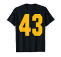 Gold Number 43 Jersey Big 43 Uniform T-Shirt - Minimalist Print Unisex - T-Shirt, Sweatshirt, Hoodie