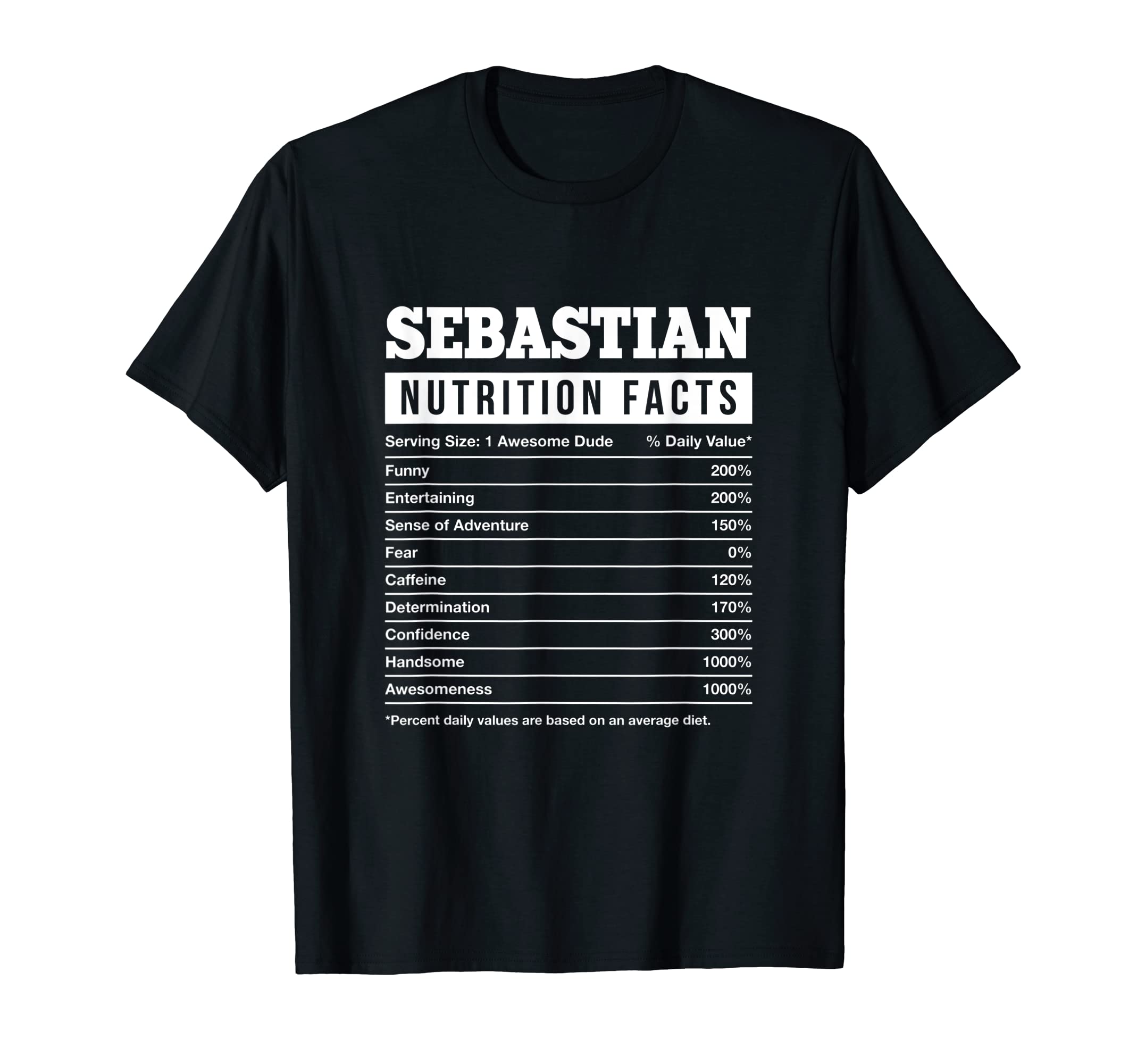 Sebastian Nutrition Facts Funny Name T-Shirt - Unique Graphic for Adults - T-Shirt, Sweatshirt, Hoodie