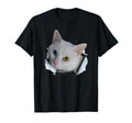 Heterochromia Eye Cat Ripped 2 Color T-Shirt - Aesthetic Graphic Men Women - T-Shirt, Sweatshirt, Hoodie