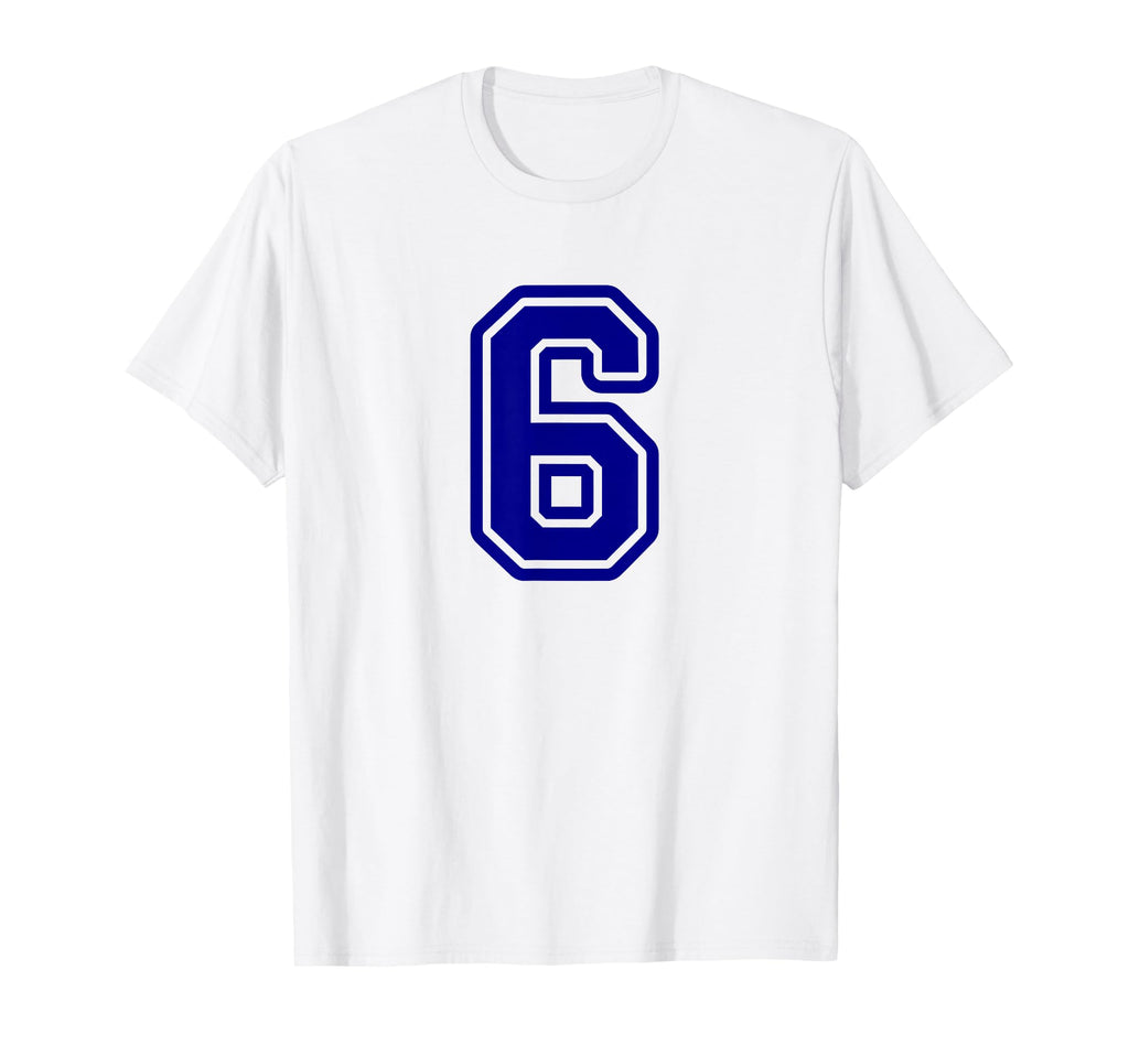 Blue Sports Team Number 6 T-Shirt - Unique Graphic for Adults - T-Shirt, Sweatshirt, Hoodie