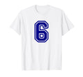 Blue Sports Team Number 6 T-Shirt - Unique Graphic for Adults - T-Shirt, Sweatshirt, Hoodie