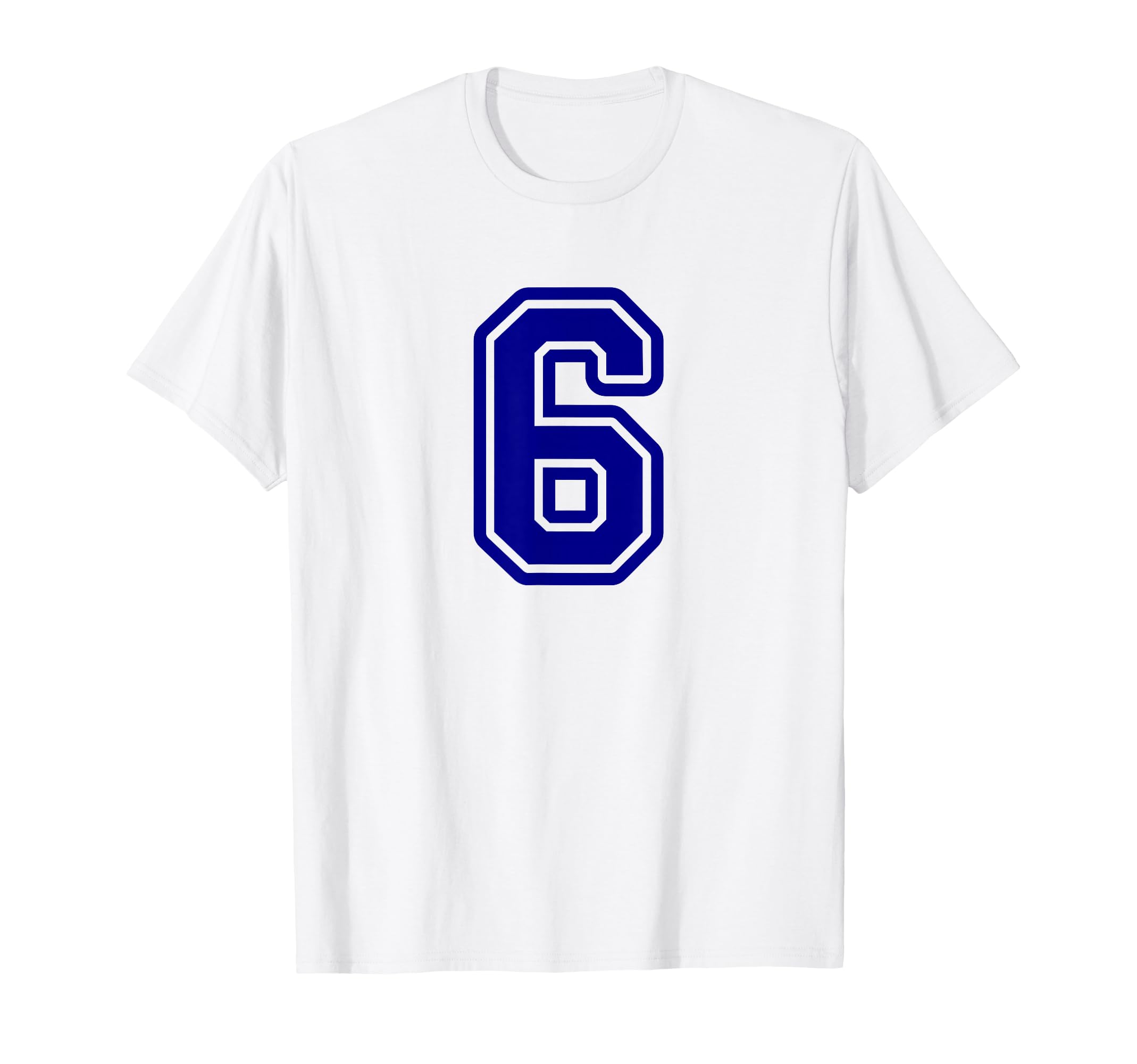 Blue Sports Team Number 6 T-Shirt - Unique Graphic for Adults - T-Shirt, Sweatshirt, Hoodie