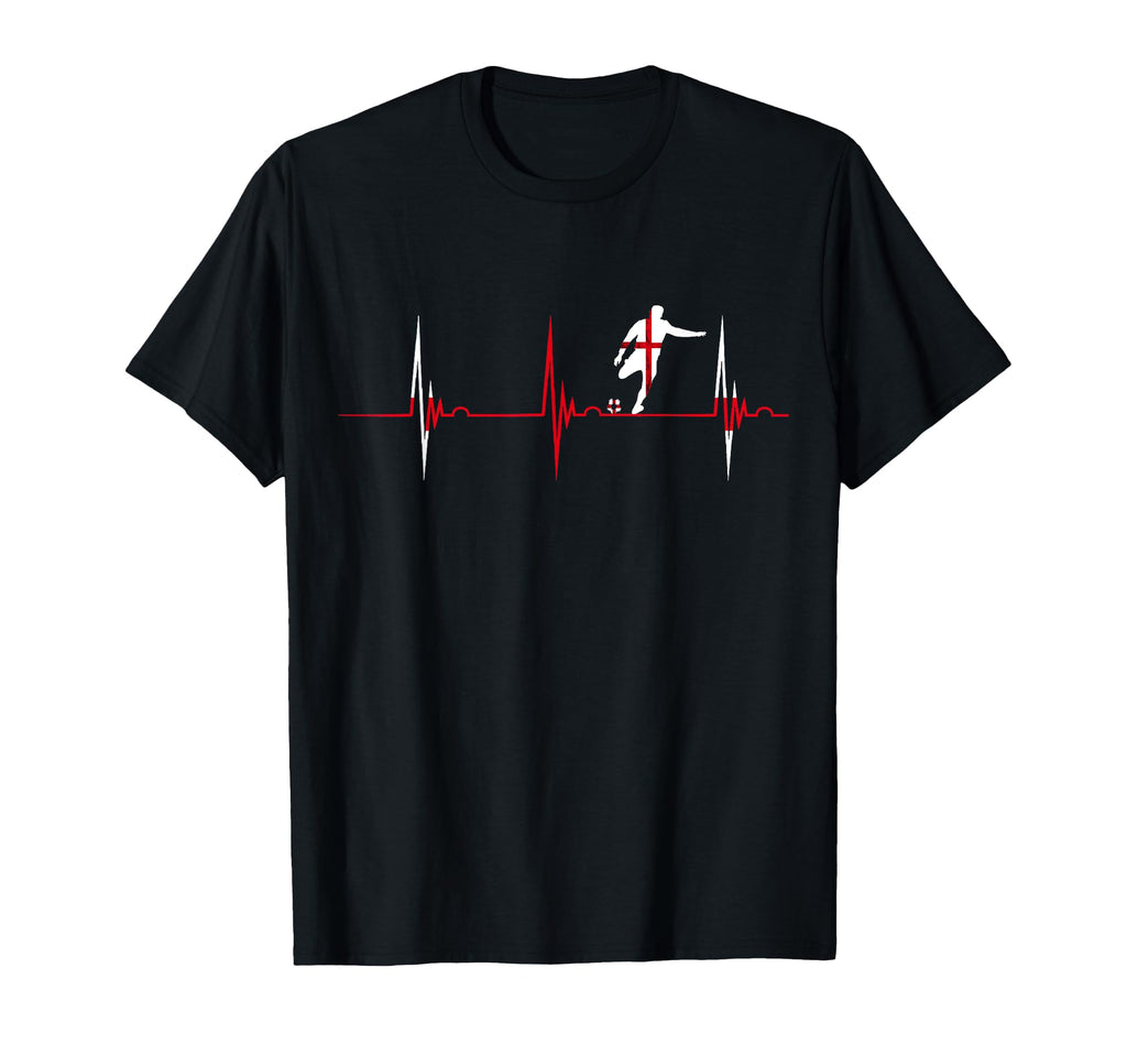 England Soccer Heartbeat Ekg Pulse T-Shirt - Minimalist Print Men Women - T-Shirt, Sweatshirt, Hoodie