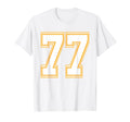 Number 77 Red Yellow White Football T-Shirt - Aesthetic Graphic for Adults - T-Shirt, Sweatshirt, Hoodie