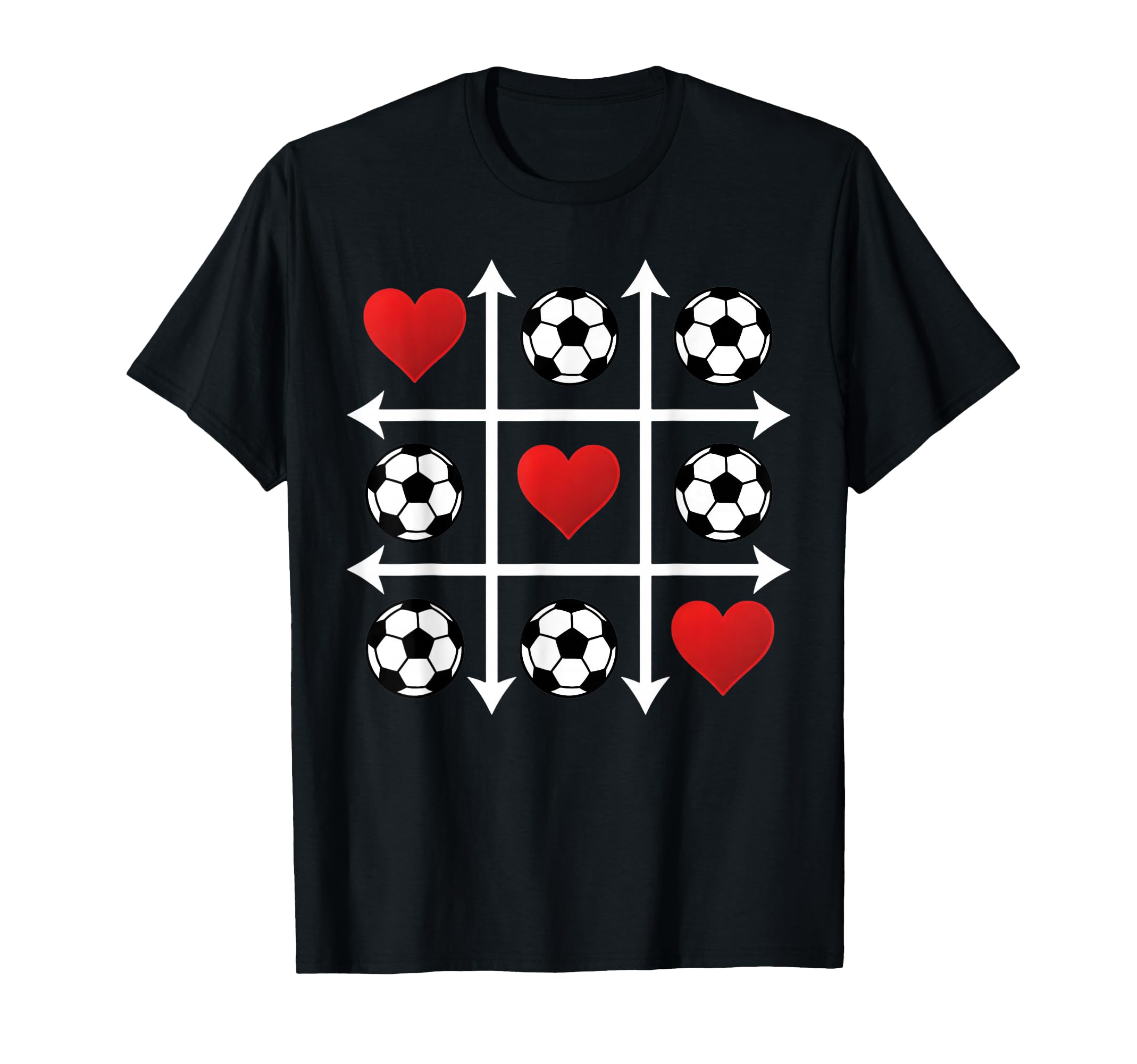 Soccer Valentine Heart Tic Tac Toe T-Shirt - Minimalist Print Men Women - T-Shirt, Sweatshirt, Hoodie