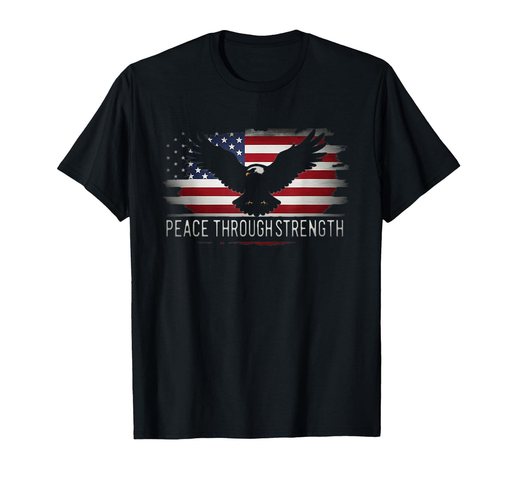 Peace Through Strength Distressed Flag T-Shirt - Aesthetic Graphic Unisex - T-Shirt, Sweatshirt, Hoodie