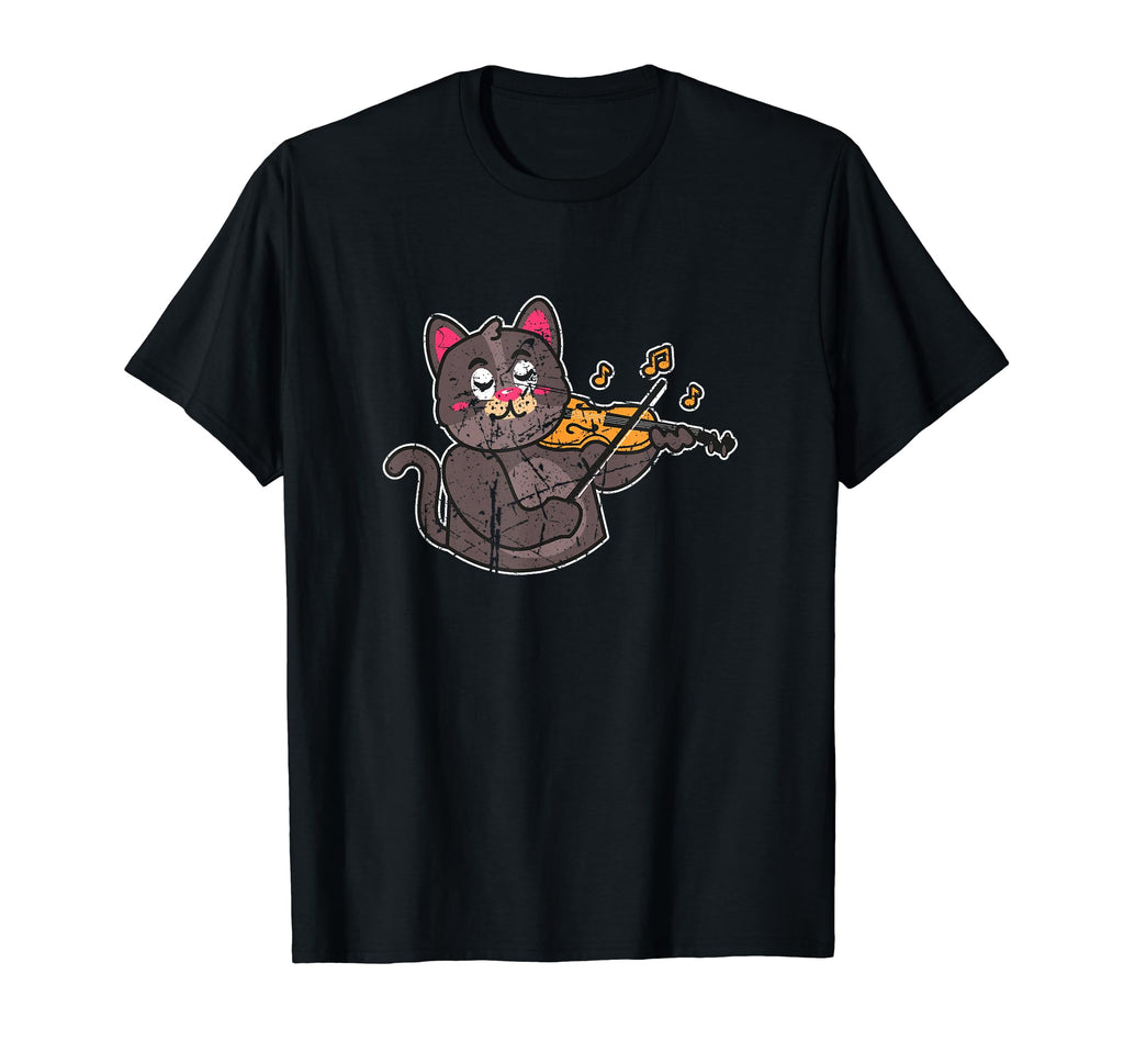 Cat Playing Violin Cat Mom Cat Dad T-Shirt - Aesthetic Graphic Unisex - T-Shirt, Sweatshirt, Hoodie