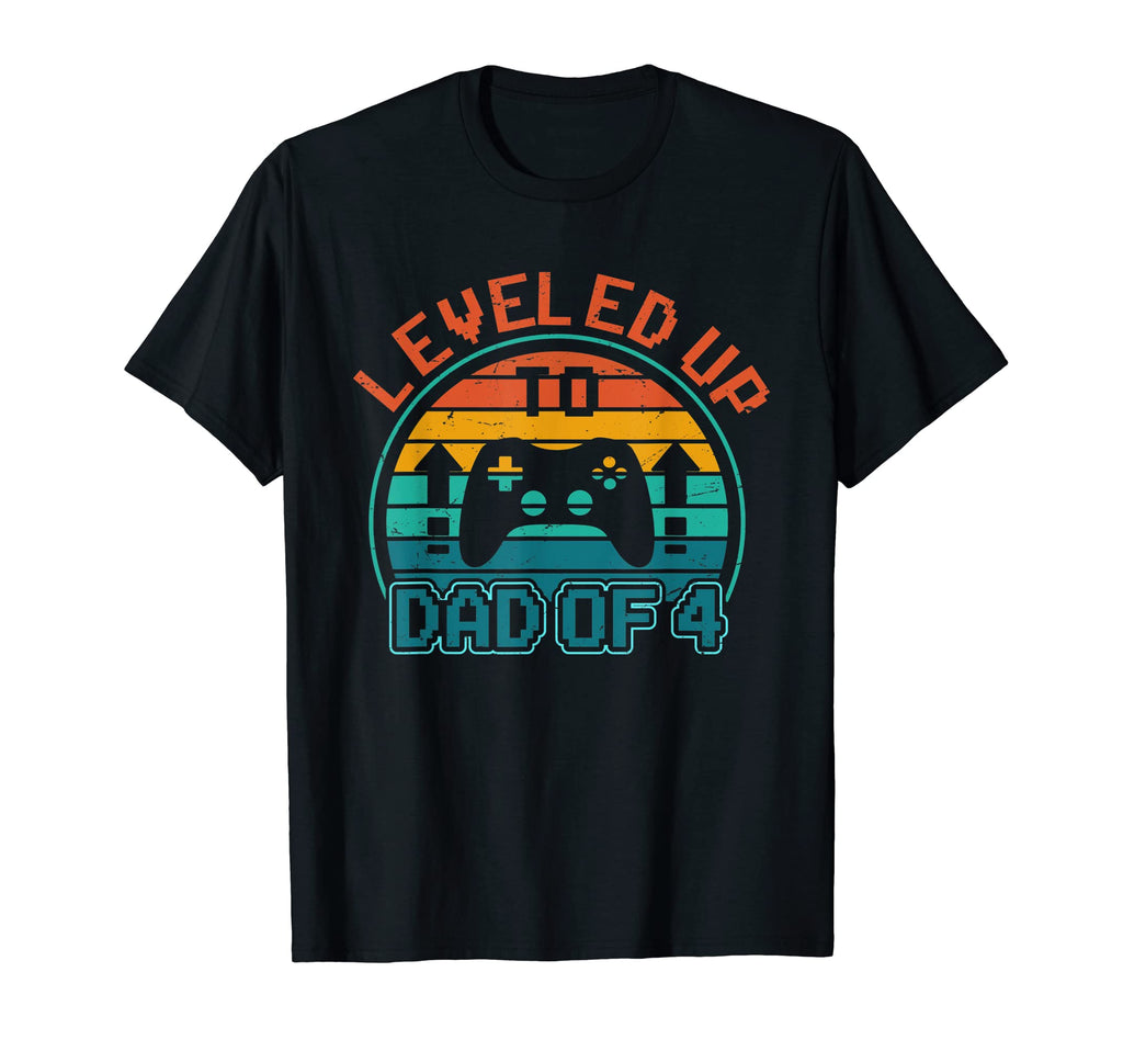 Leveled Up To Dad 4 Funny Gaming Daddy T-Shirt - Graphic Print for Adults - T-Shirt, Sweatshirt, Hoodie