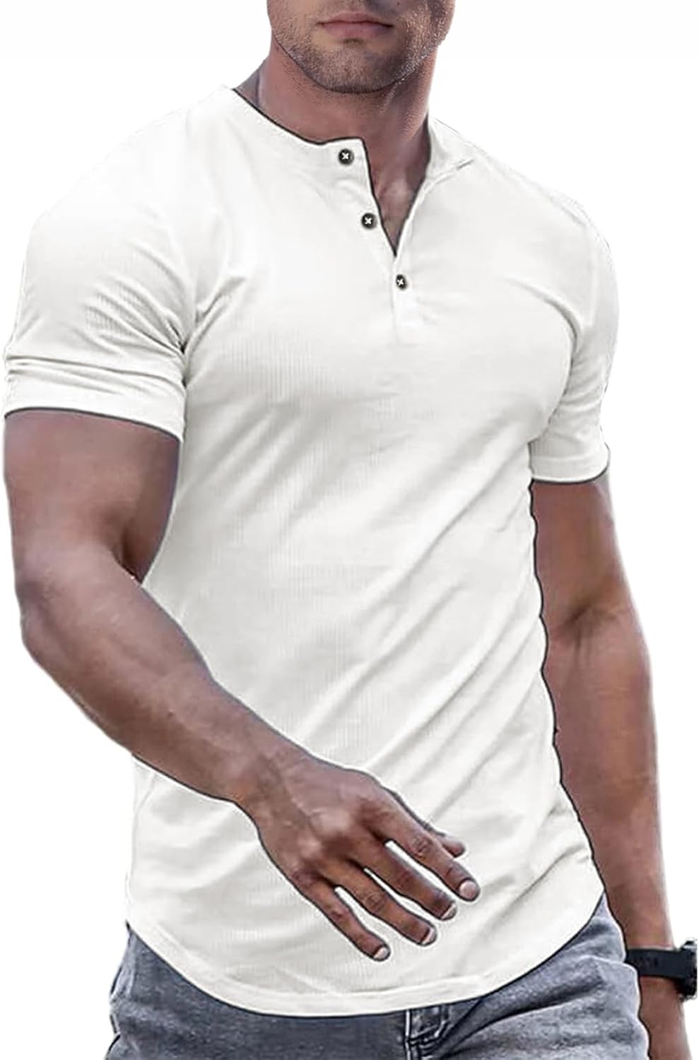 Men's Muscle Slim Henley Crewneck Longline Gym - Adult & Kids T-Shirts, Sweatshirts & Hoodies apparel design preview 1
