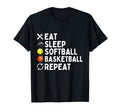 Eat Sleep Softball Basketball Repeat T-Shirt - Aesthetic Graphic Unisex - T-Shirt, Sweatshirt, Hoodie