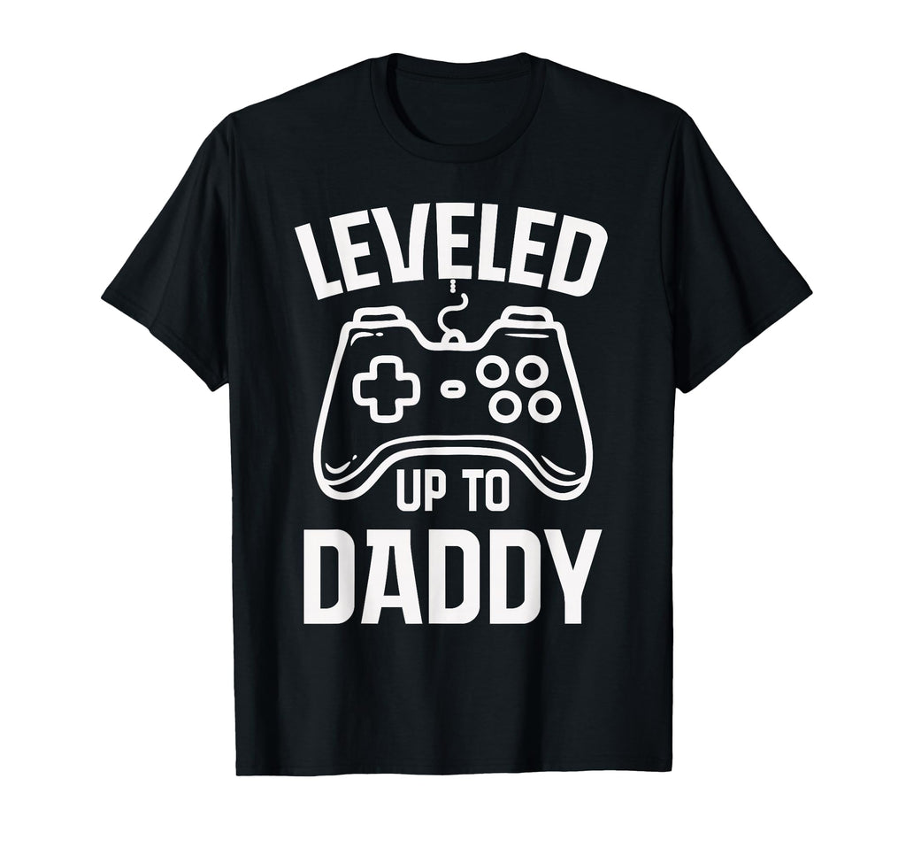 Leveled Up To Daddy Fathers Day Gamer T-Shirt - Trendy Graphic for Adults - T-Shirt, Sweatshirt, Hoodie