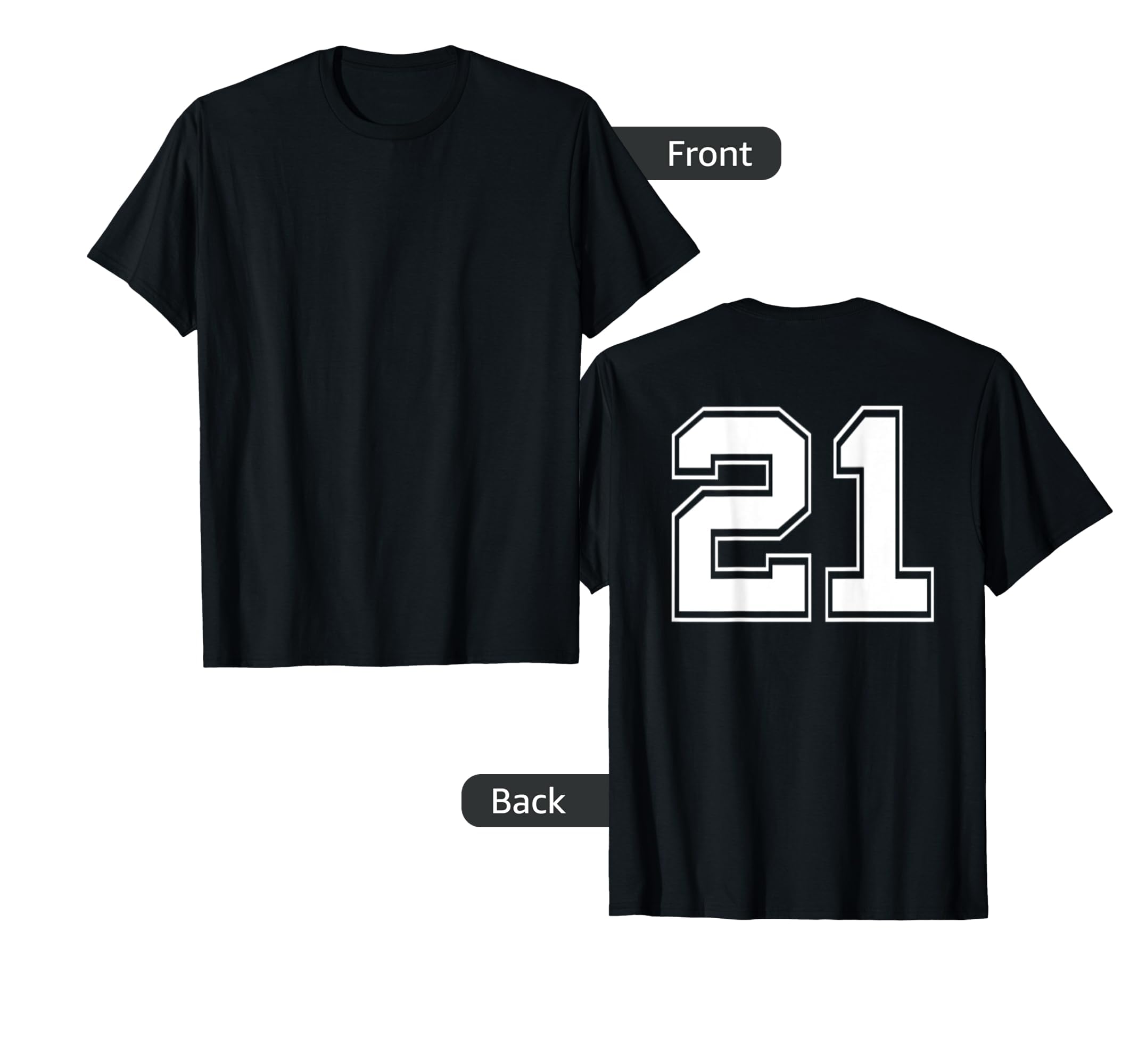 Number 21 Football Baseball Jersey T-Shirt - Fun Novelty Design for Adults - T-Shirt, Sweatshirt, Hoodie