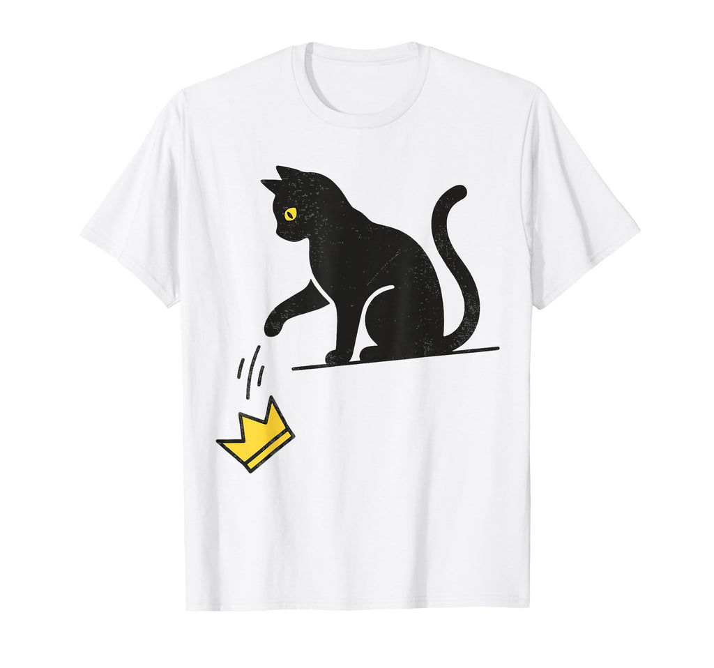 No Kings Black Cat Kicking Crown T Shir T-Shirt - Graphic Print for Adults - T-Shirt, Sweatshirt, Hoodie