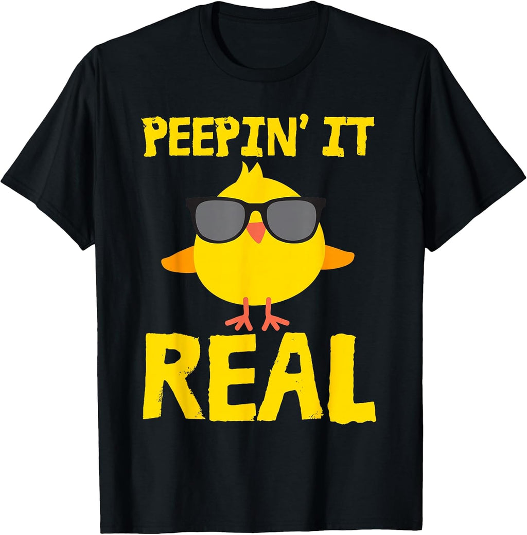 Peepin' It Real Funny Cool Chick Peep Chickens Easter - Adult & Kids T-Shirts, Sweatshirts & Hoodies apparel design preview 1