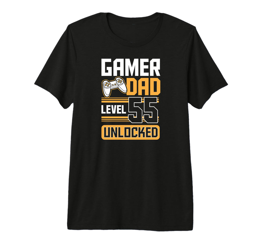 Mens Gamer Dad Level 55 Unlocked T-Shirt - Fun Novelty Design for Adults - T-Shirt, Sweatshirt, Hoodie