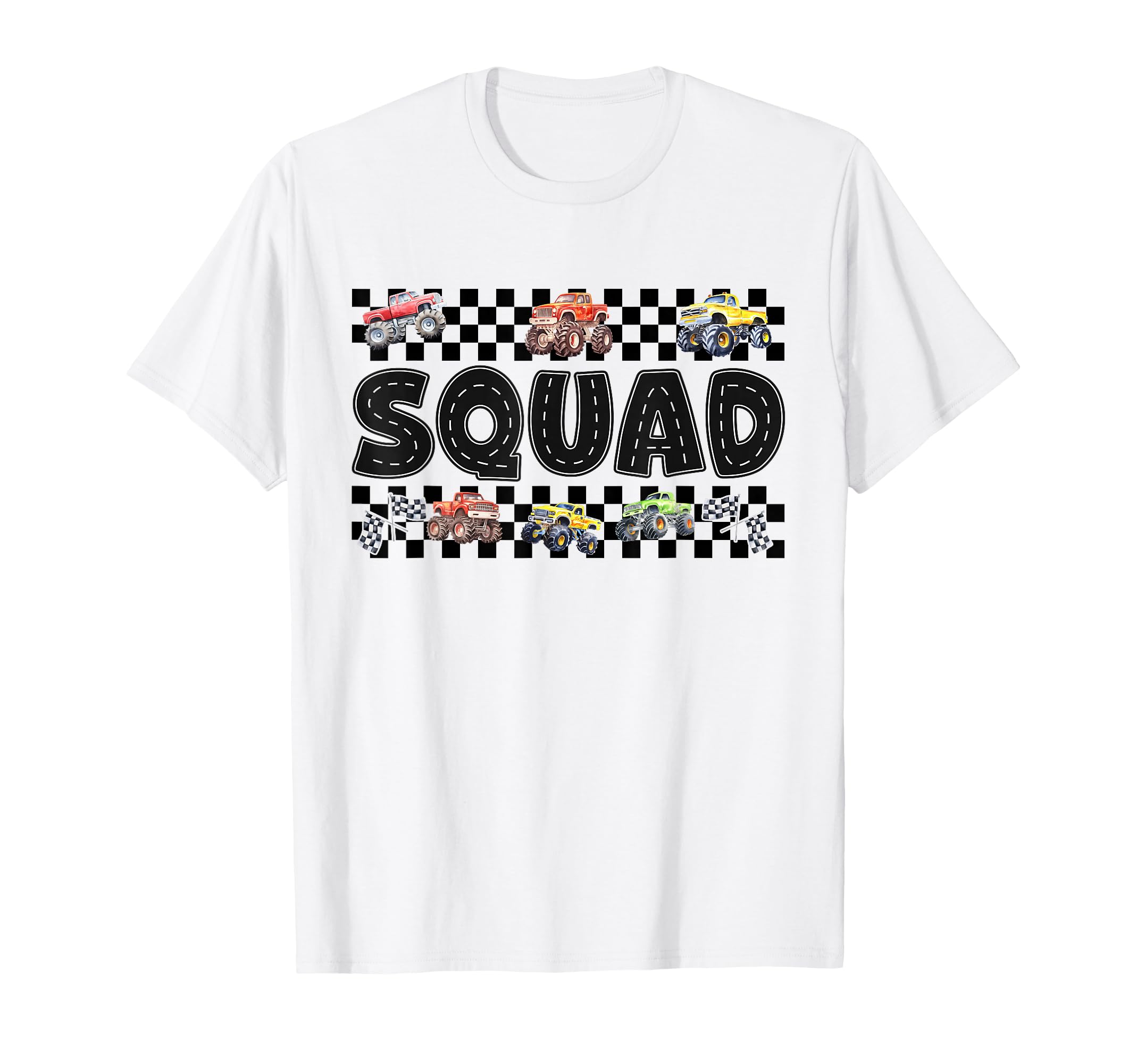 Squad Monster Truck Family Crew Birthday T-Shirt - Unique Graphic Unisex - T-Shirt, Sweatshirt, Hoodie