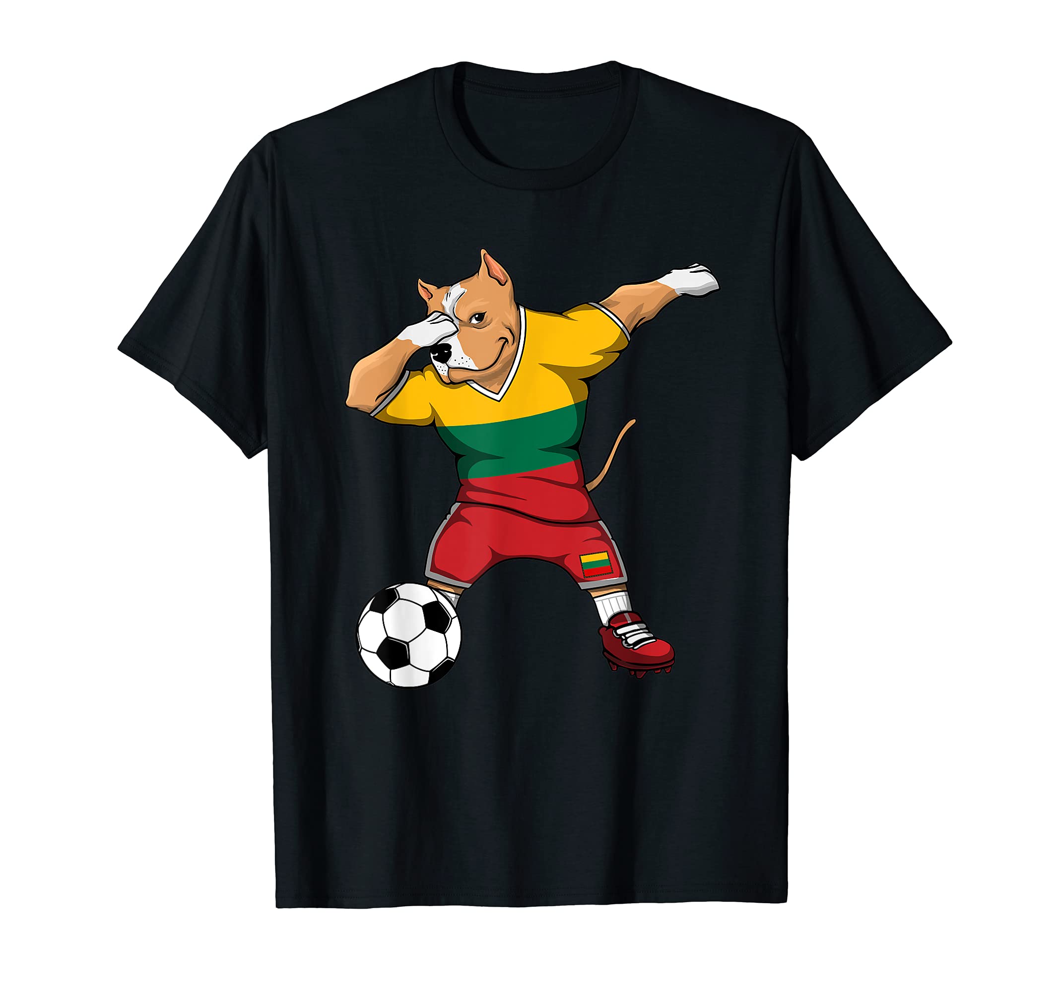 Dabbing Pitbull Dog Lithuania T-Shirt - Casual Everyday Wear for Adults - T-Shirt, Sweatshirt, Hoodie