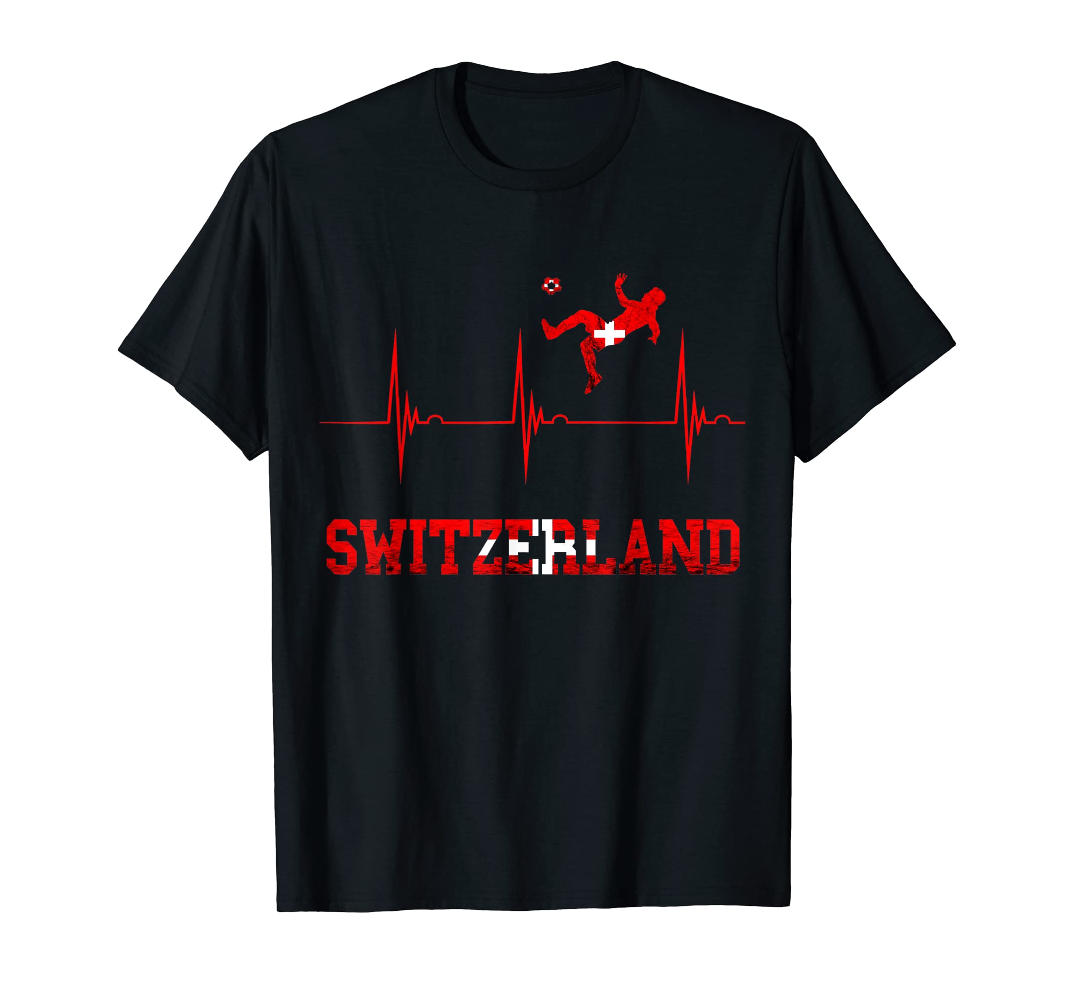 Switzerland Soccer Heartbeat Ekg T-Shirt - Custom Art Print for Adults - T-Shirt, Sweatshirt, Hoodie