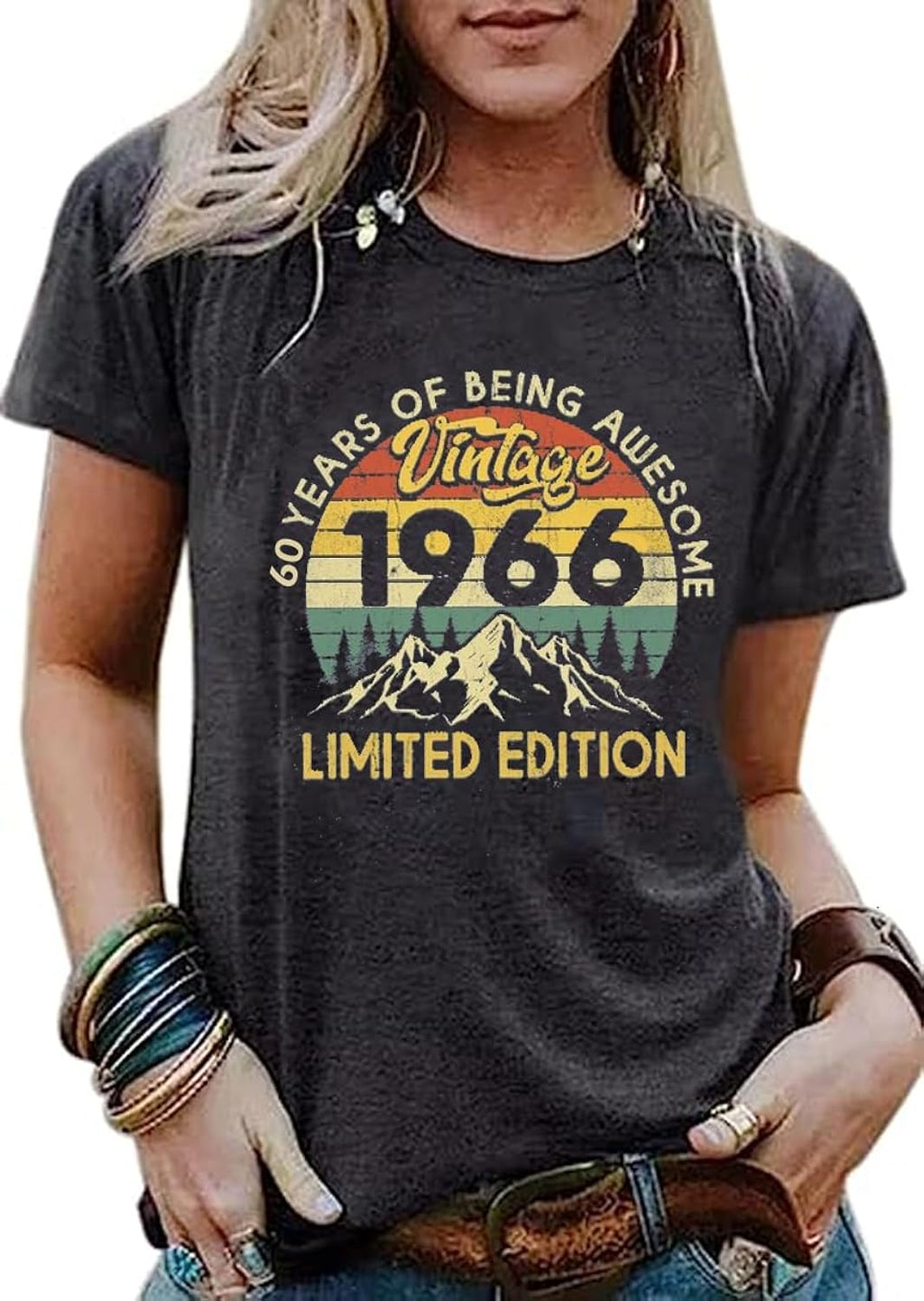 60th Birthday Gift for Women Vintage 1966 Sixty Bday - Adult & Kids T-Shirts, Sweatshirts & Hoodies apparel design preview 1