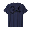 Number 34 Baseball Football Soccer Back T-Shirt - Aesthetic Graphic Unisex - T-Shirt, Sweatshirt, Hoodie