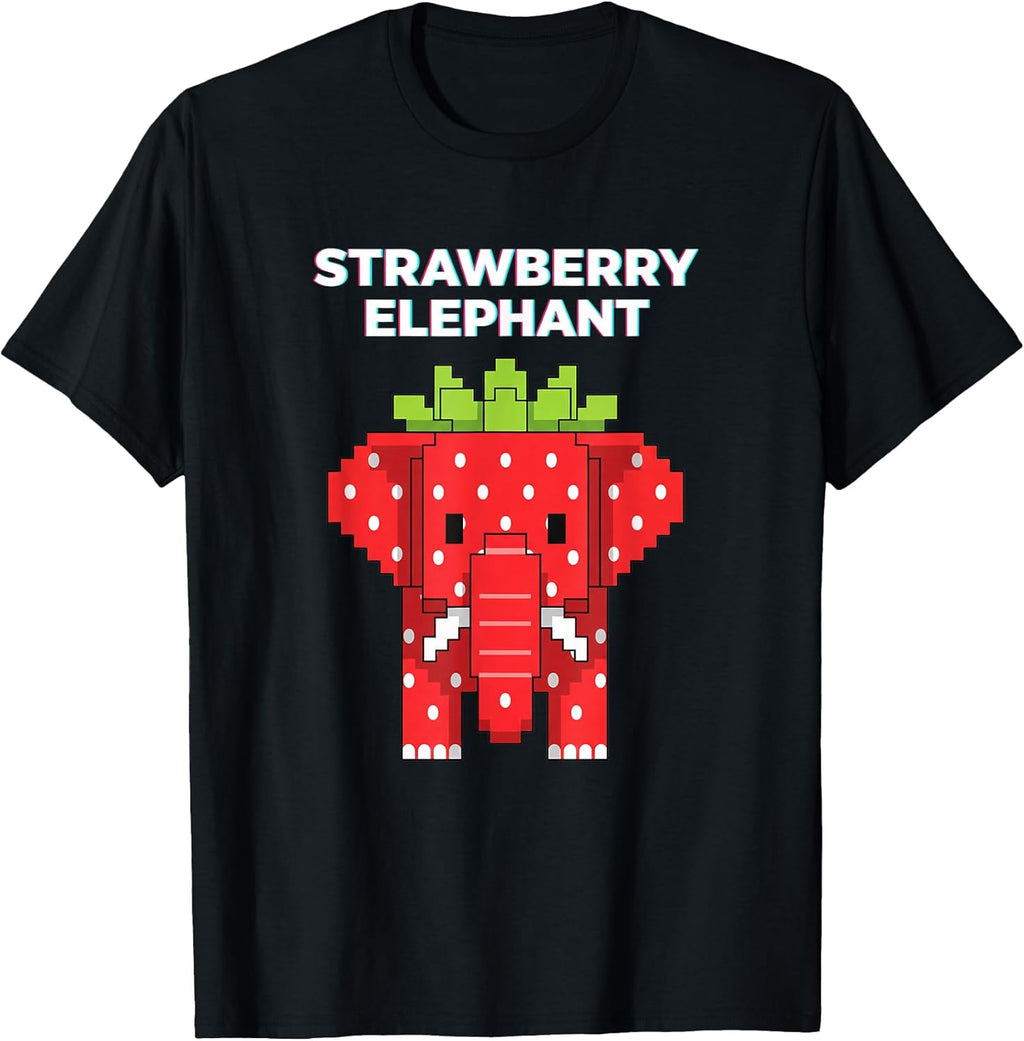 Strawberry Elephant Pixel Art Cute Jungle Animal - Adult & Kids T-Shirts, Sweatshirts & Hoodies apparel design preview 1