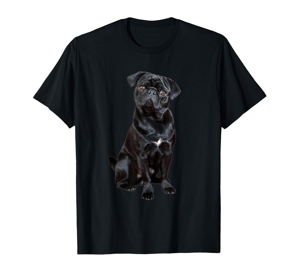 Black Pug Dog Dog Mom Dad Funny Black T-Shirt - Custom Art Print Men Women - T-Shirt, Sweatshirt, Hoodie