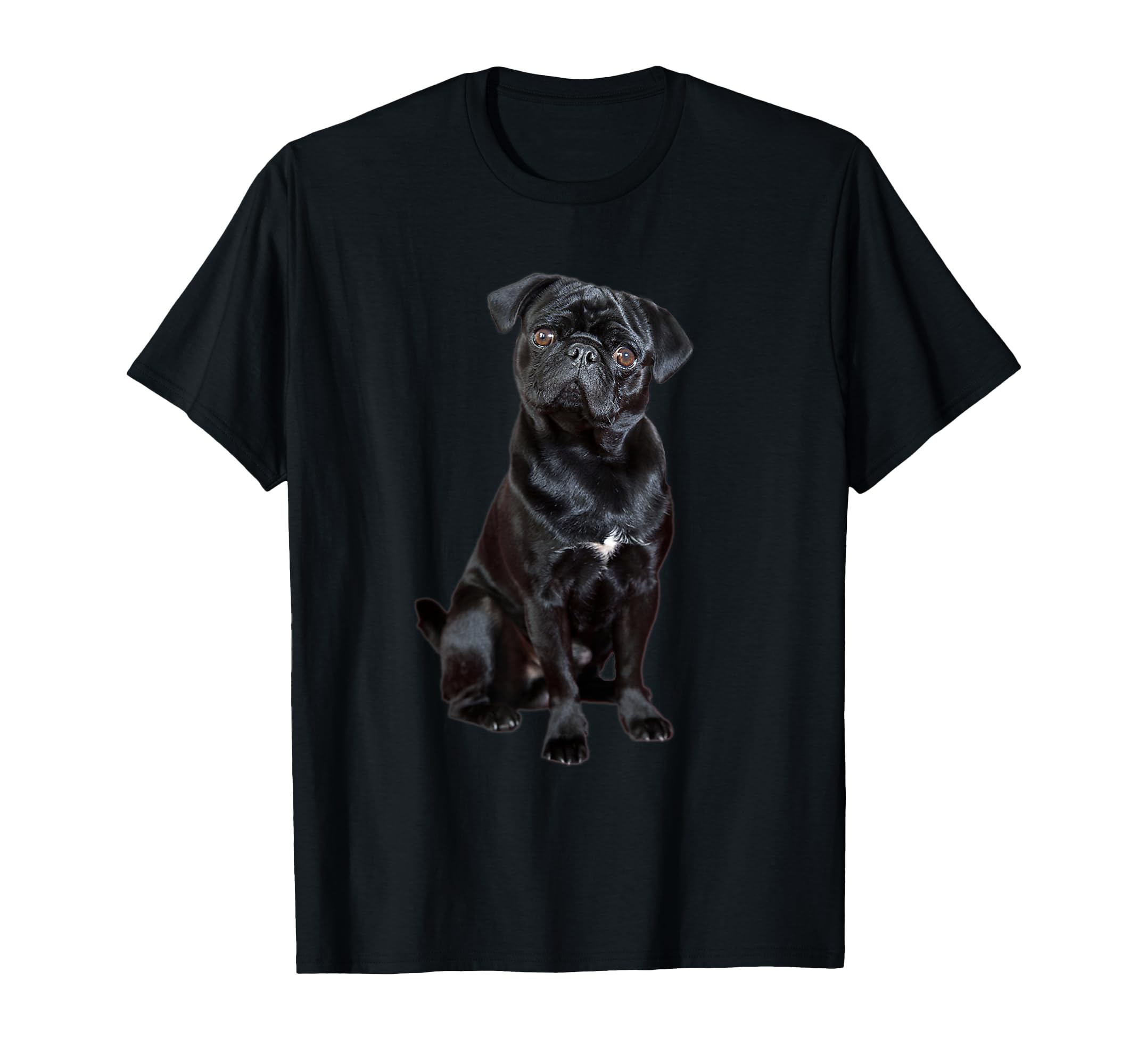Black Pug Dog Dog Mom Dad Funny Black T-Shirt - Custom Art Print Men Women - T-Shirt, Sweatshirt, Hoodie