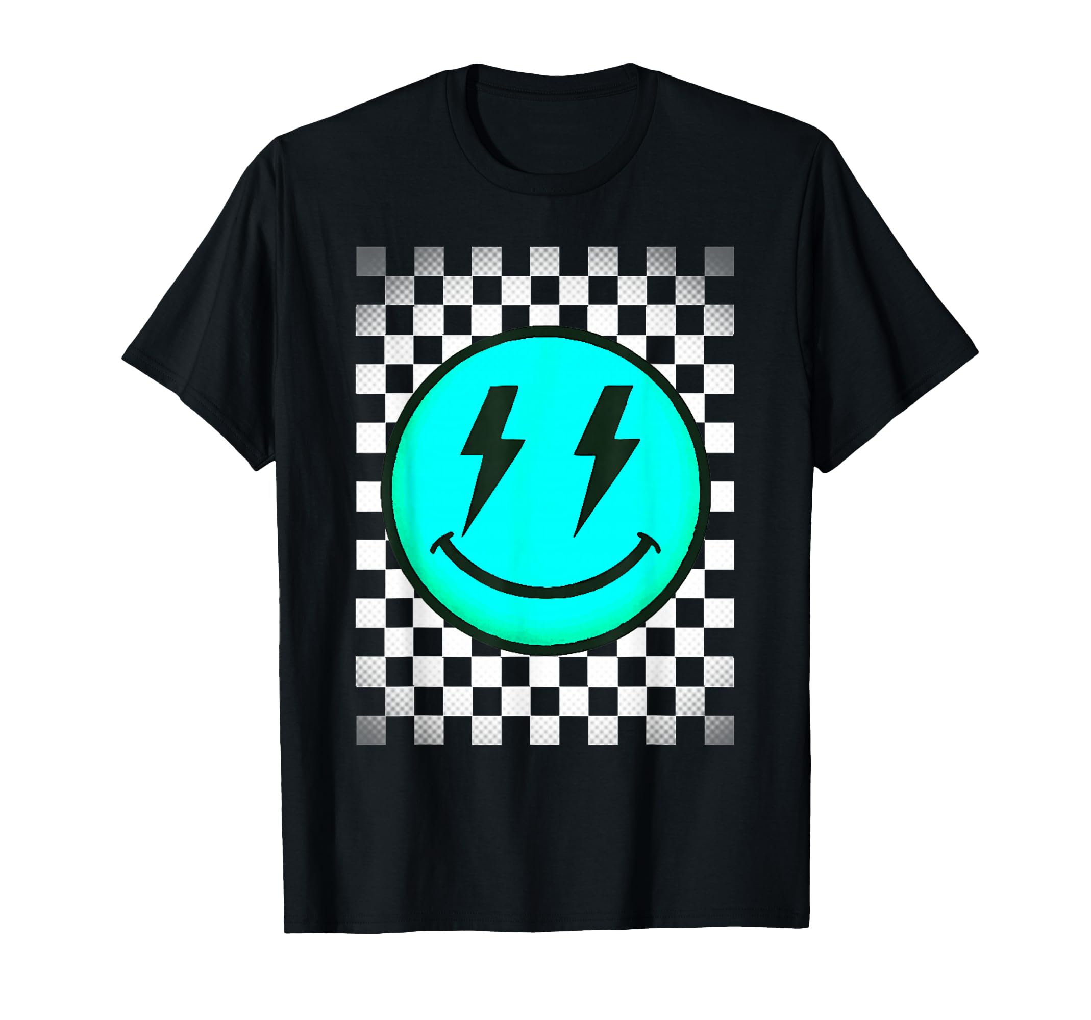 Checkered Pattern Smile Face T-Shirt - Casual Everyday Wear Unisex - T-Shirt, Sweatshirt, Hoodie