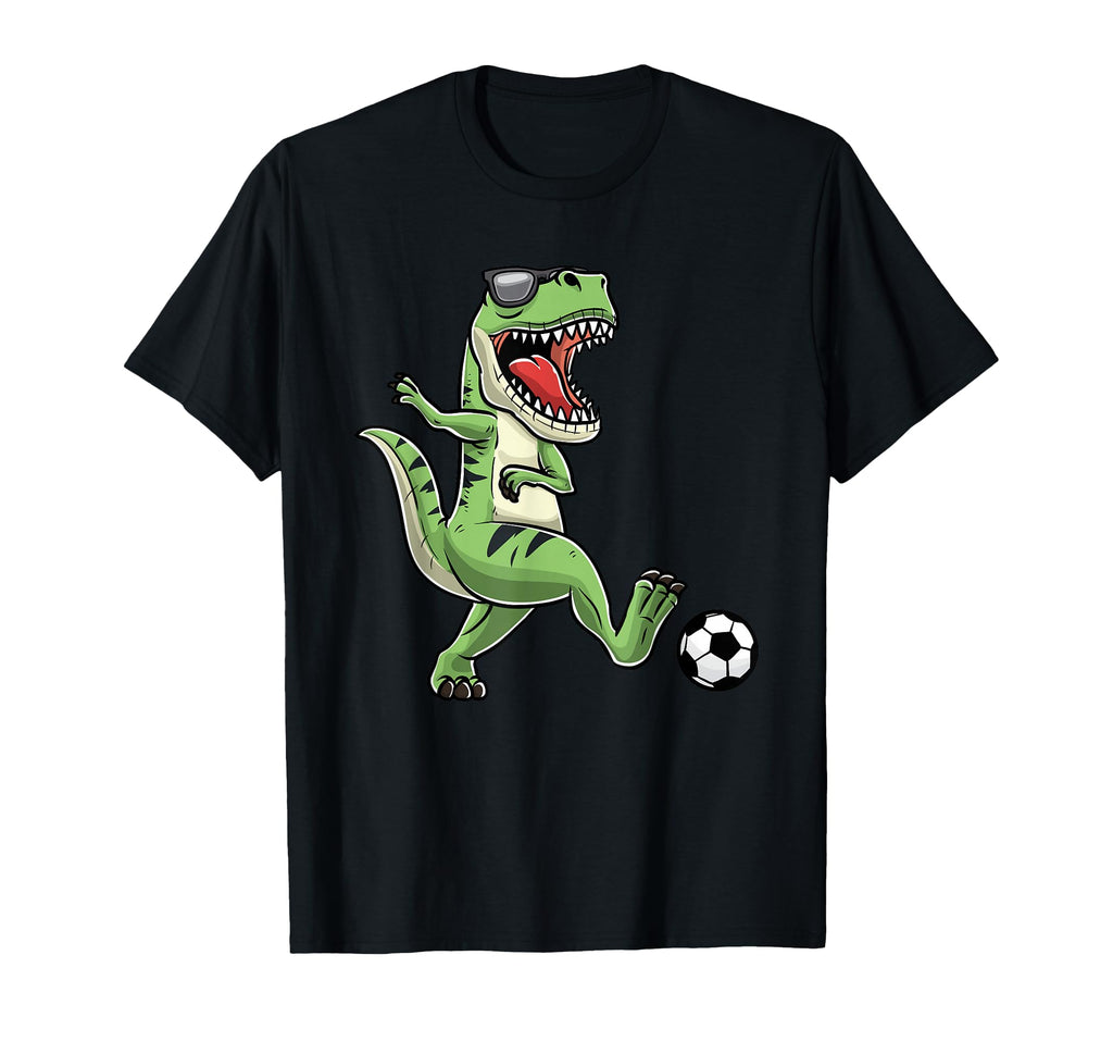 T Rex Playing Soccer Dinosaur Soccer T-Shirt - Custom Art Print Men Women - T-Shirt, Sweatshirt, Hoodie