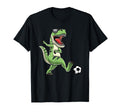 T Rex Playing Soccer Dinosaur Soccer T-Shirt - Custom Art Print Men Women - T-Shirt, Sweatshirt, Hoodie