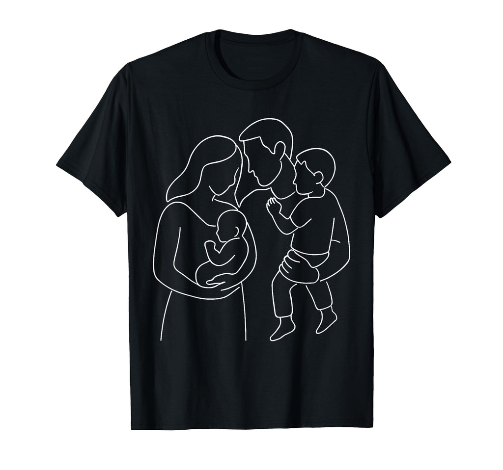 Family Line Art Mother Dad Son Daughter T-Shirt - Trendy Graphic Unisex - T-Shirt, Sweatshirt, Hoodie