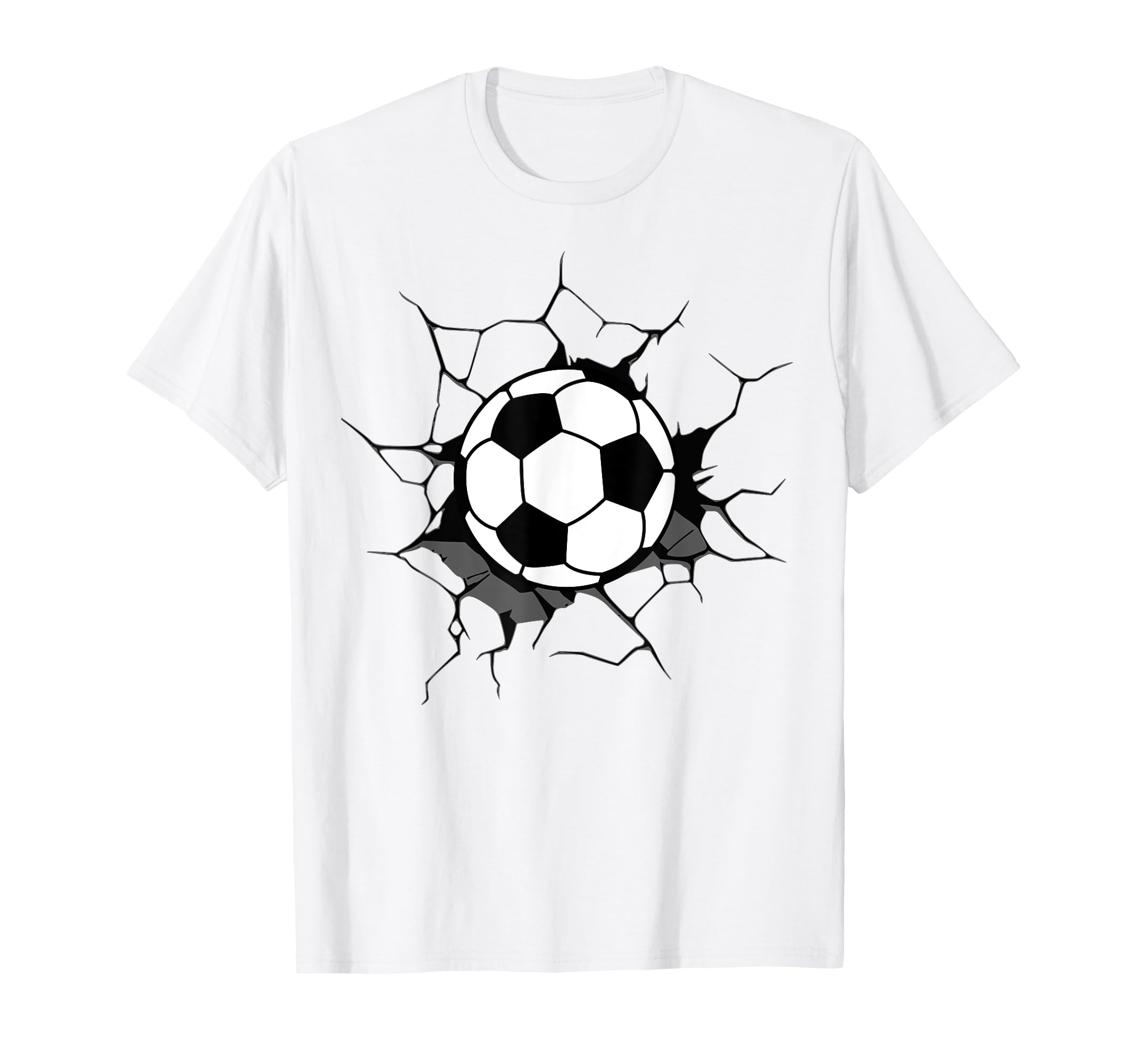 Soccer Ball Cracked Wall Soccer Fan T-Shirt - Streetwear Style Men Women - T-Shirt, Sweatshirt, Hoodie