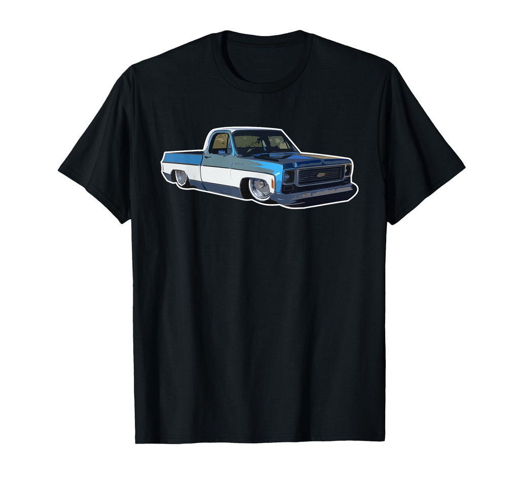 Square Two Tone Truck Blue White T-Shirt - Graphic Print for Adults - T-Shirt, Sweatshirt, Hoodie