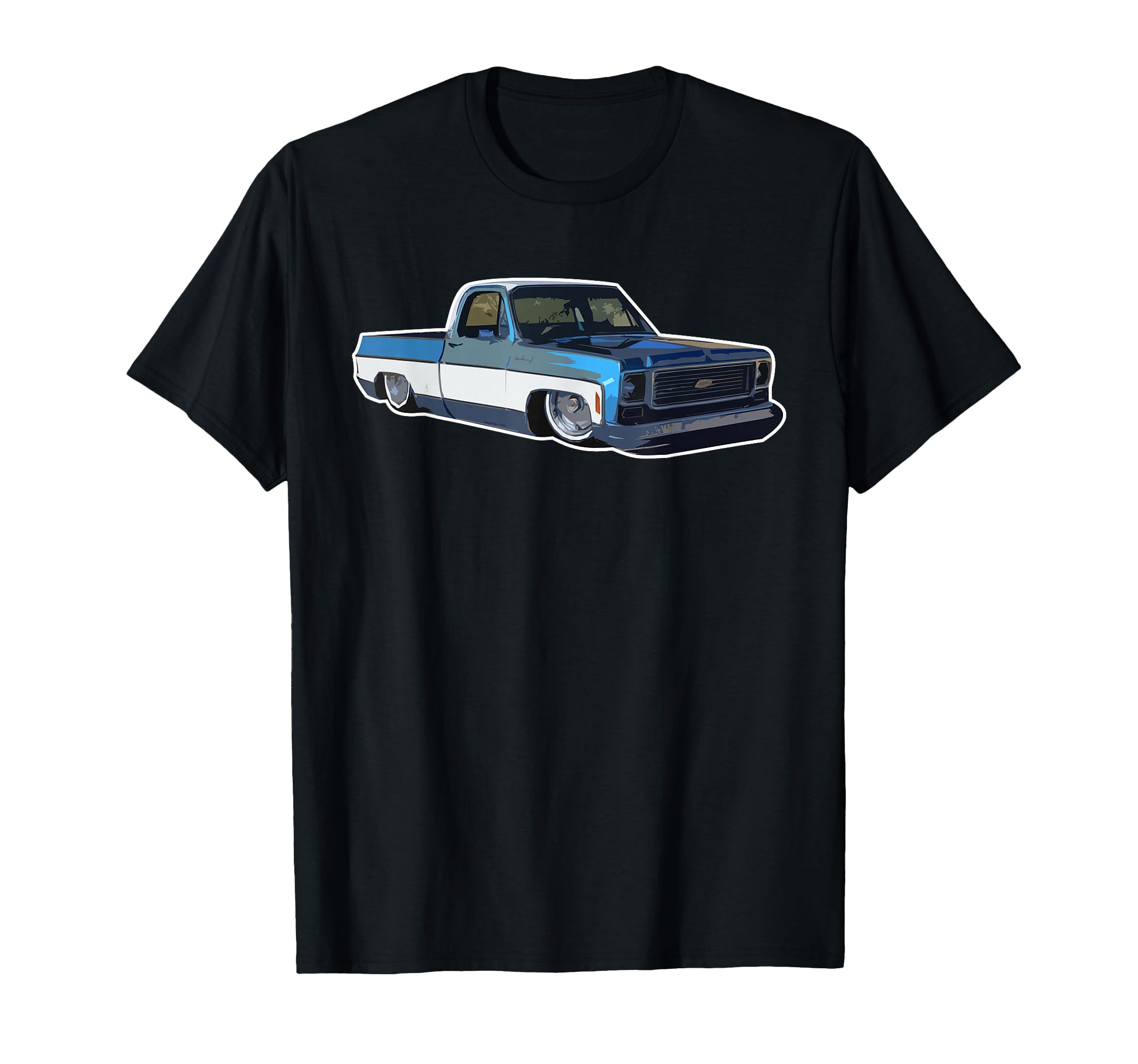 Square Two Tone Truck Blue White T-Shirt - Graphic Print for Adults - T-Shirt, Sweatshirt, Hoodie