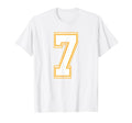 Number 07 Red Yellow White T-Shirt - Fun Novelty Design for Adults - T-Shirt, Sweatshirt, Hoodie