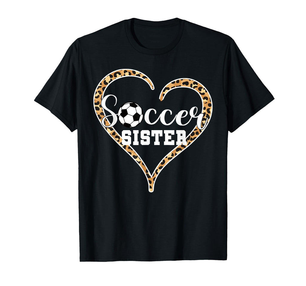 Soccer Sister Leopard Heart Love Soccer T-Shirt - Aesthetic Graphic Unisex - T-Shirt, Sweatshirt, Hoodie