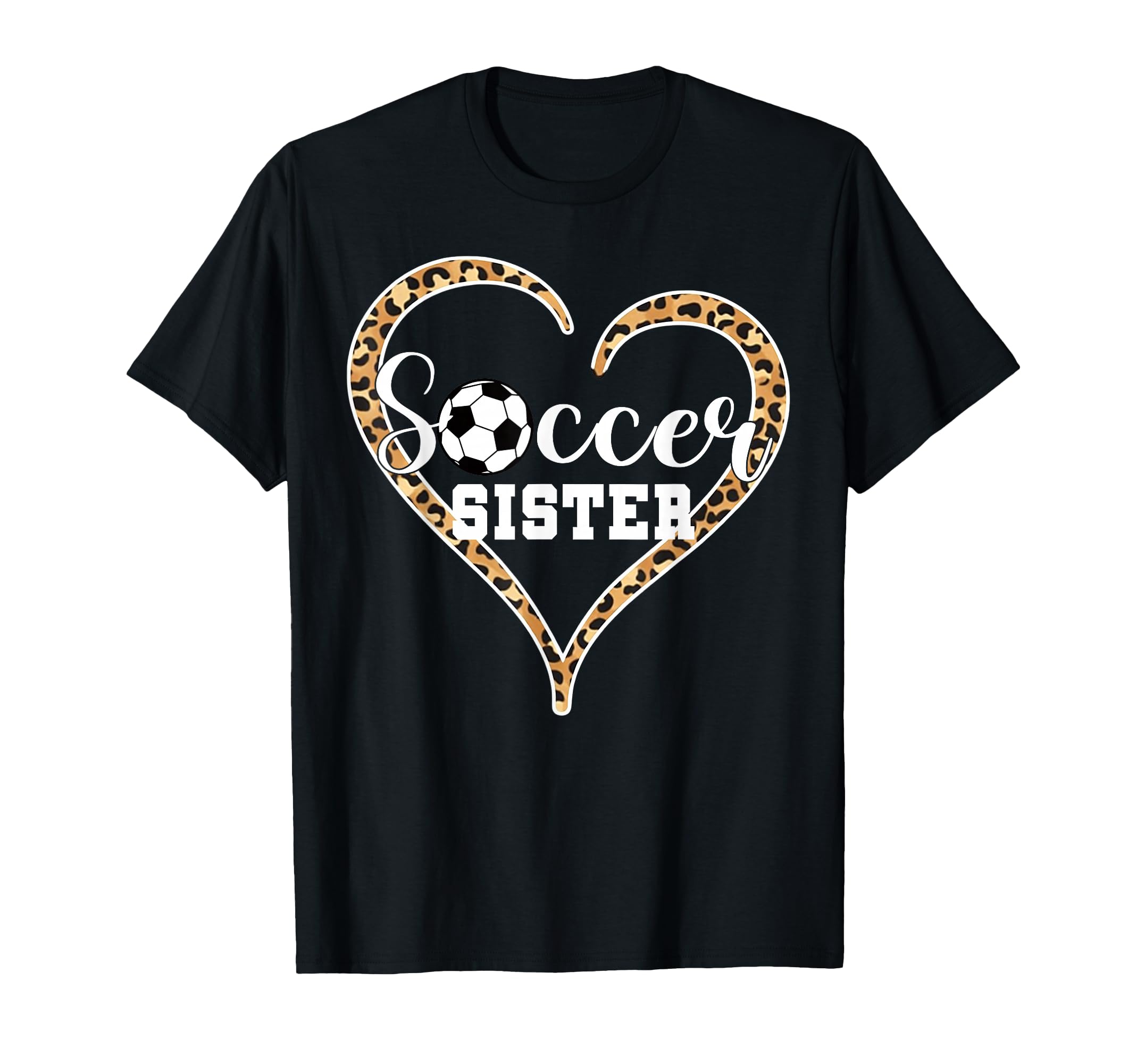 Soccer Sister Leopard Heart Love Soccer T-Shirt - Aesthetic Graphic Unisex - T-Shirt, Sweatshirt, Hoodie