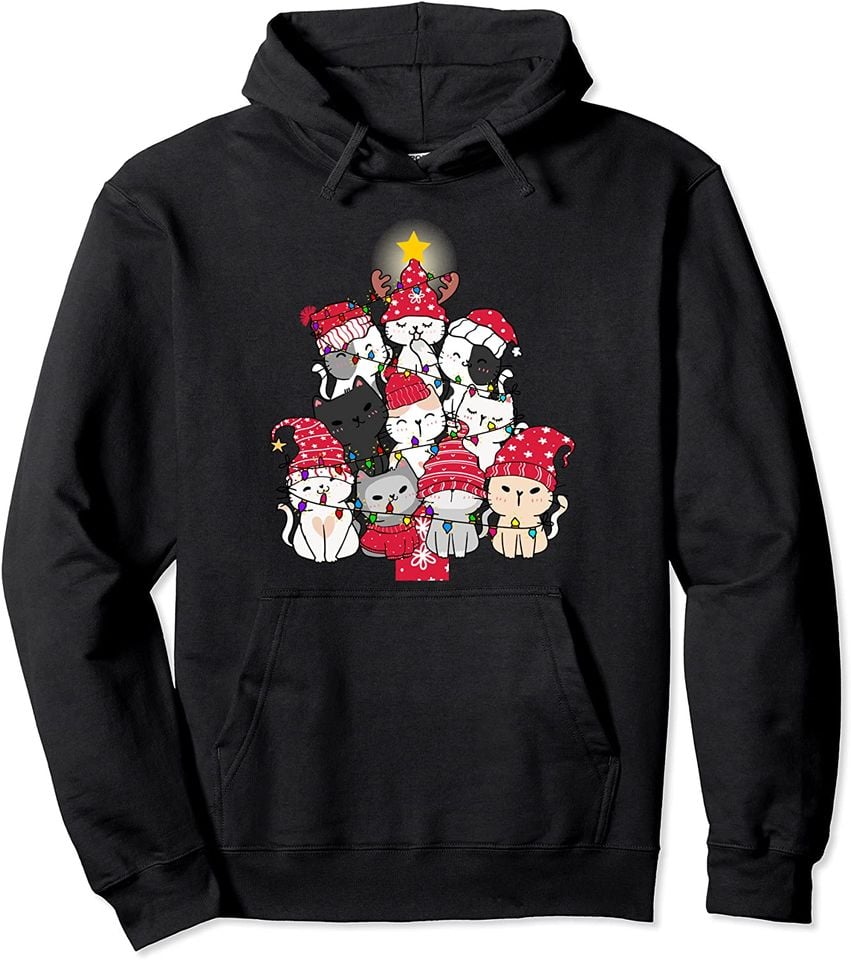 Cat Christmas Tree Lover Kittens Meowy Catmas - Adult & Kids T-Shirts, Sweatshirts & Hoodies apparel design preview 1