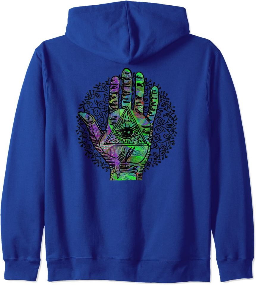 Trippy Color Psychedelic Hamsa Hand Colorful Third - Adult & Kids T-Shirts, Sweatshirts & Hoodies apparel design preview 1