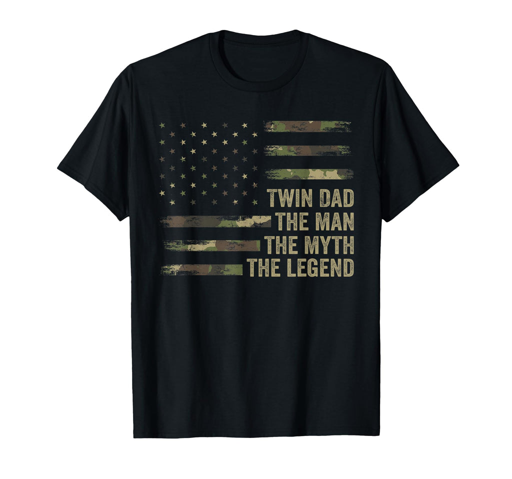 Twin Dad Camo Usa Flag Twin Dad Myth T-Shirt - Minimalist Print Men Women - T-Shirt, Sweatshirt, Hoodie