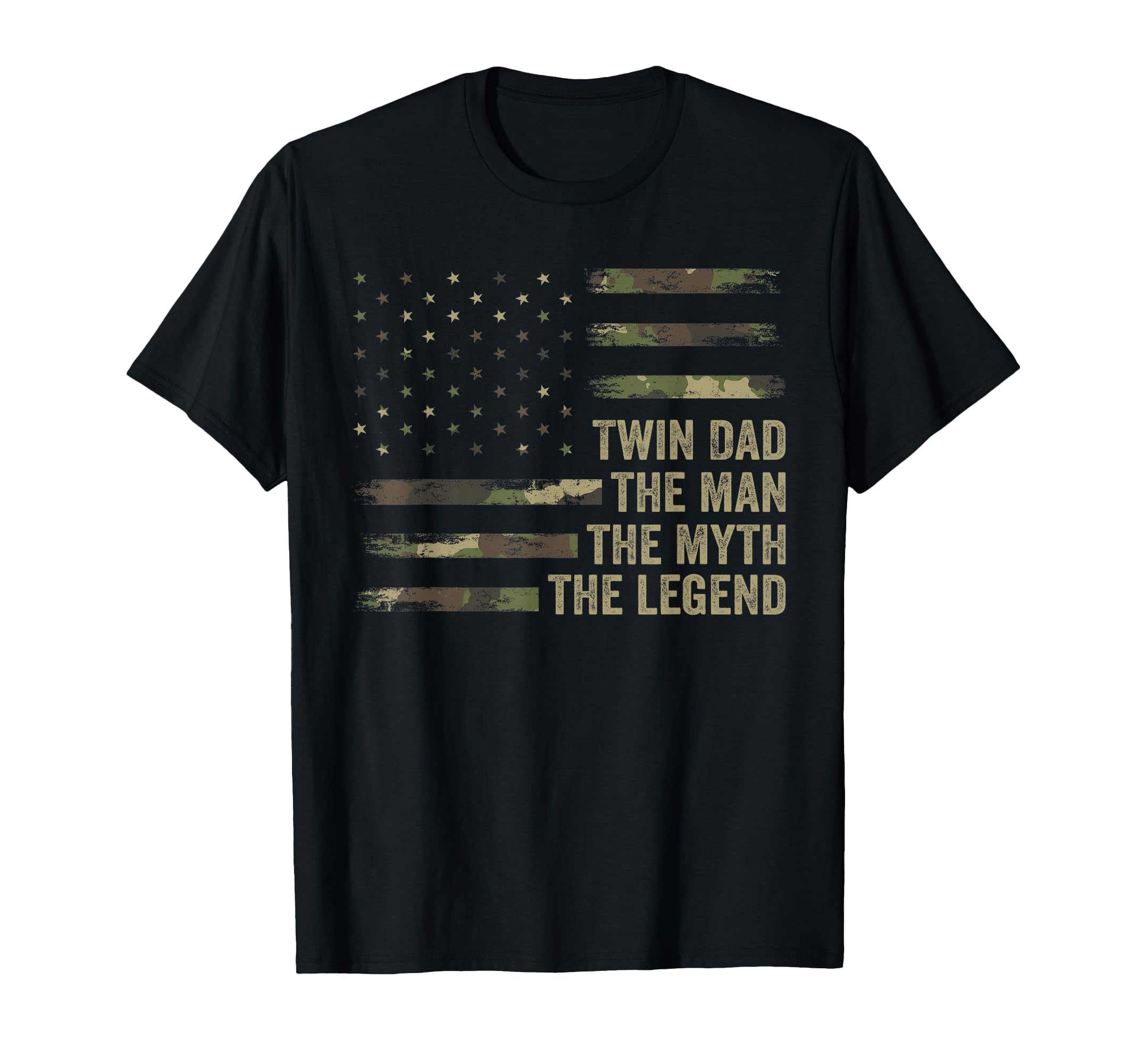 Twin Dad Camo Usa Flag Twin Dad Myth T-Shirt - Minimalist Print Men Women - T-Shirt, Sweatshirt, Hoodie