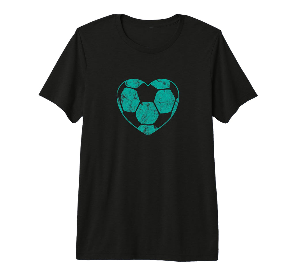 Soccer Ball Teal Heart Mom Fan Parent T-Shirt - Custom Art Print Men Women - T-Shirt, Sweatshirt, Hoodie