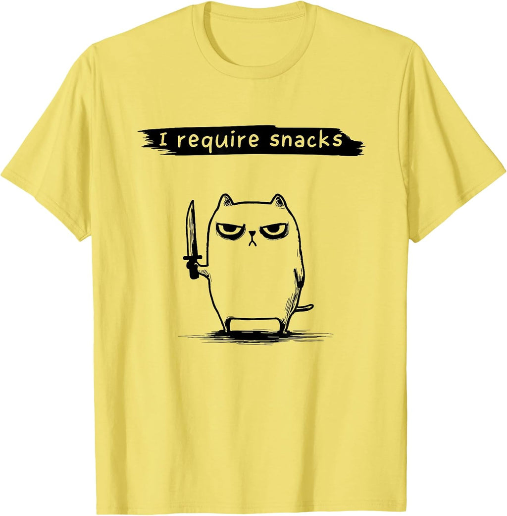 Funny Cat Meme I Require Snacks Design Men Women - Adult & Kids T-Shirts, Sweatshirts & Hoodies apparel design preview 1